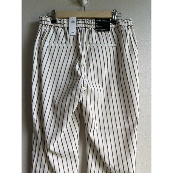 New! Banana Republic Factory Hayden White Tan Black Striped Pants Size 4 Rayon B - Picture 6 of 10